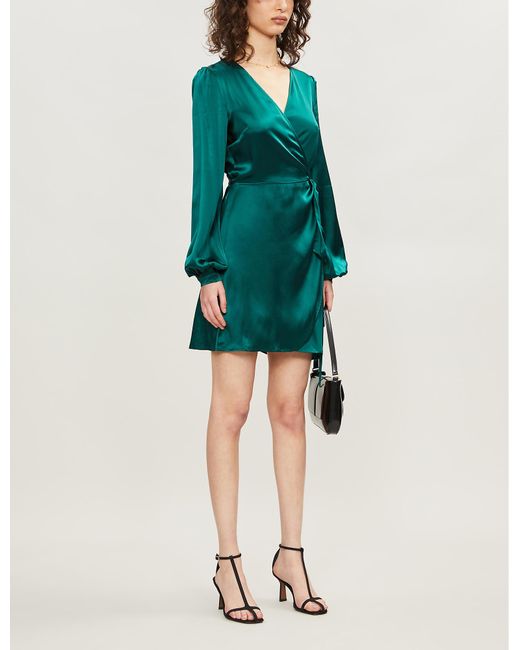 silk wrap dress green