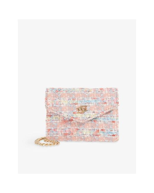 Dune Pink Kisses Bouclé-Texture Fabric Purse