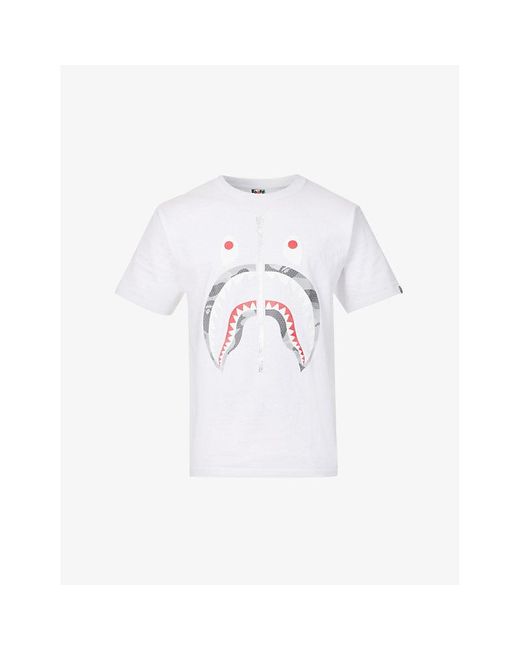 A Bathing Ape Shark-print Short-sleeved Regular-fit Cotton-jersey