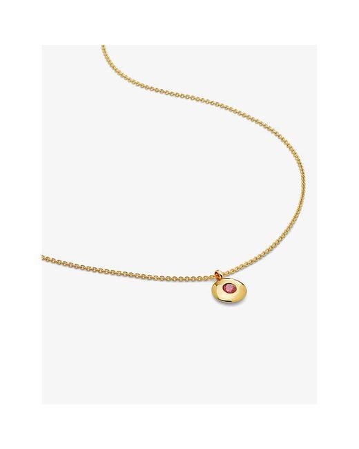 Monica Vinader Metallic Birthstone 18Ct-Plated Vermeil Sterling- And Ruby Pendant Necklace