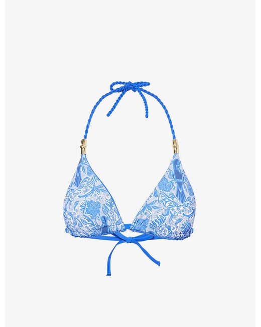 Heidi Klein Blue Lake Como Triangle-cup Recycled Polyamide-blend Bikini Top X