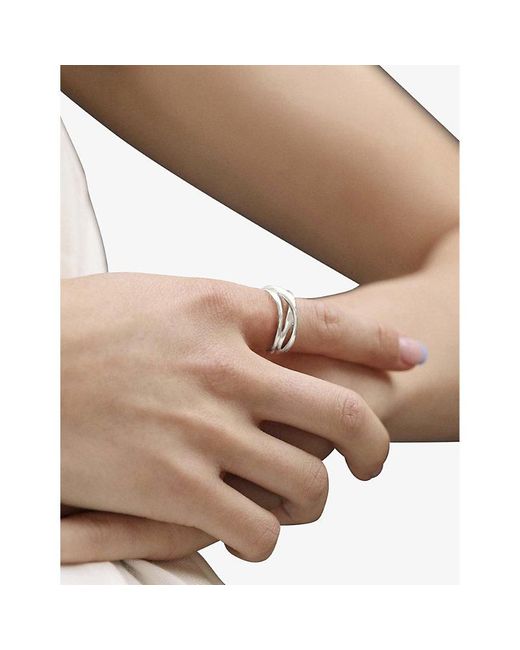Monica Vinader White Nura Cross Over Sterling- Ring