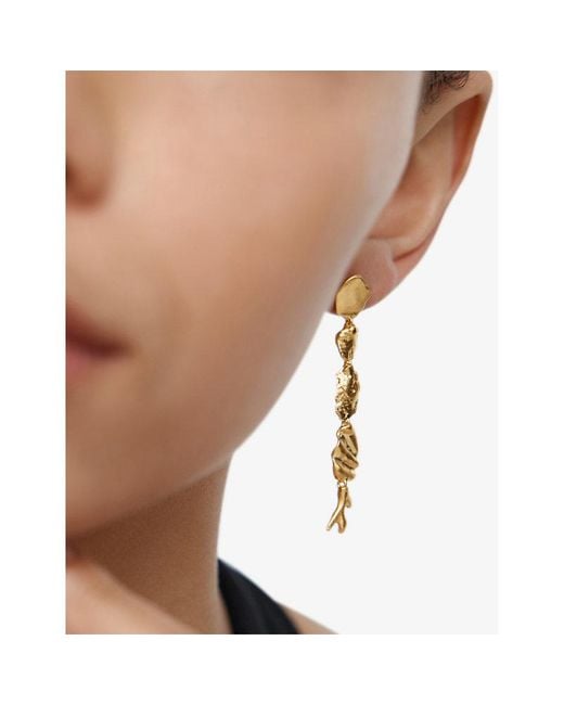 Monica Vinader Metallic Fragments Asymmetric 18Ct-Plated Vermeil Sterling- Drop Earrings