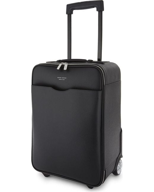 BOSS Black Signature Two-wheel Leather Trolley 46cm for men