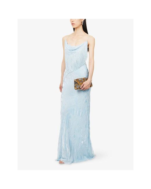 Rat & Boa Blue Inaya Devore-Print Woven Maxi Dress