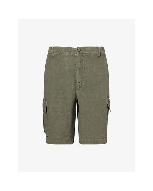 120% Lino Green Bermuda Linen Shorts for men