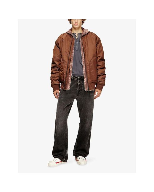 DIESEL Brown J-Held Logo-Embroidered Shell Bomber Jacket for men