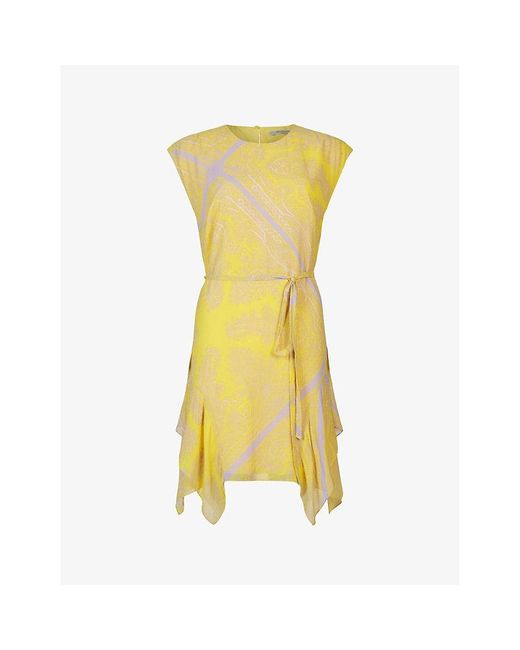 AllSaints Yellow Audrina Rafaela Paisley-print Woven Mini Dress