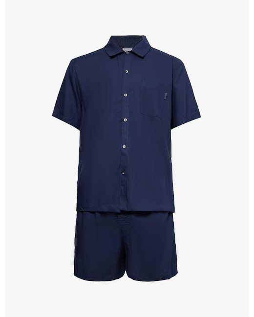 Calvin Klein Blue Short-sleeved Regular-fit Woven Pyjamas for men