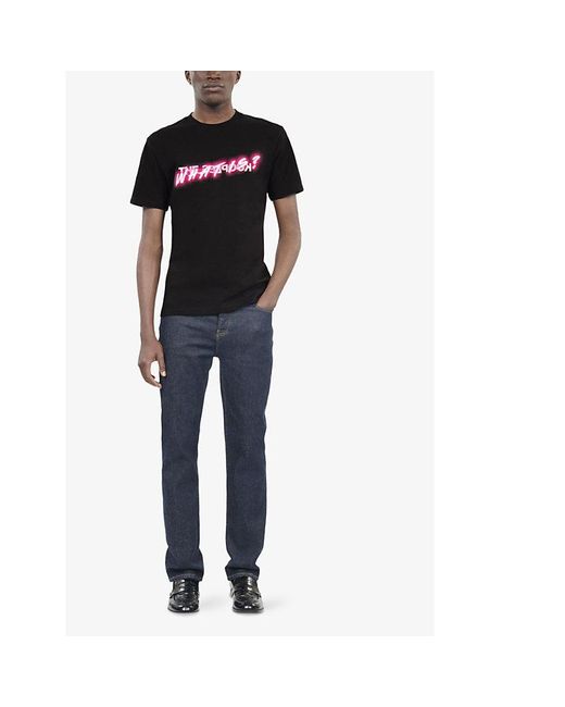 The Kooples Black Graphic-Print Relaxed-Fit Cotton T-Shirt for men
