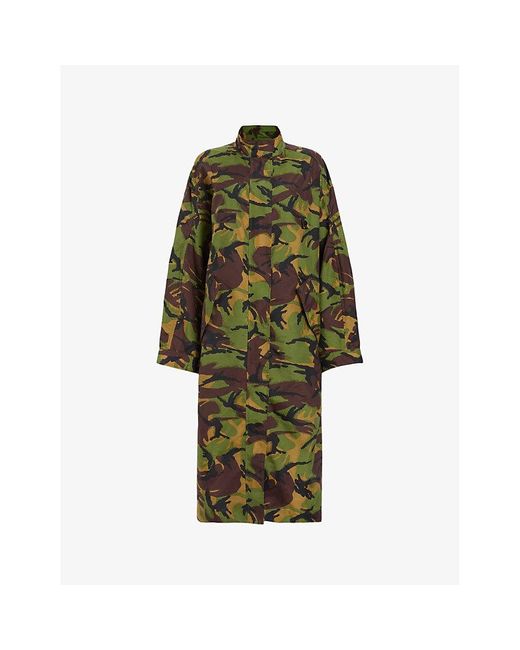 AllSaints Green Daneya Relaxed-fit Camouflage Cotton Parka