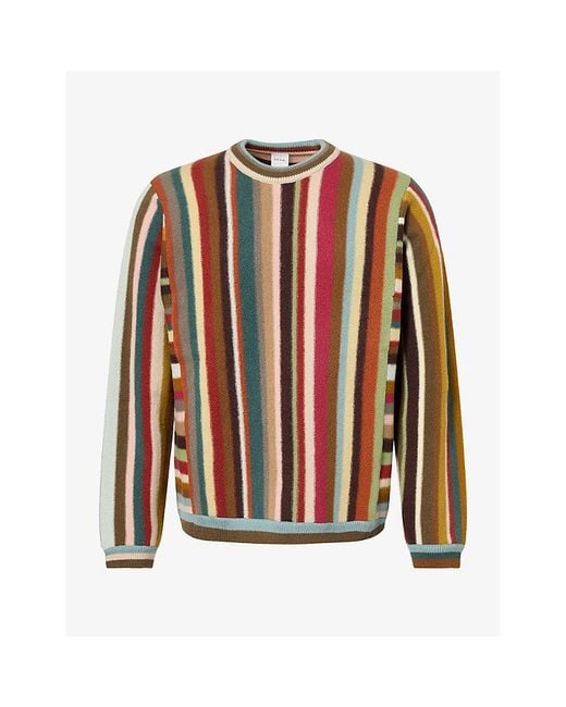 Paul Smith Red Artist Stripe Merino-Wool Jumper for men