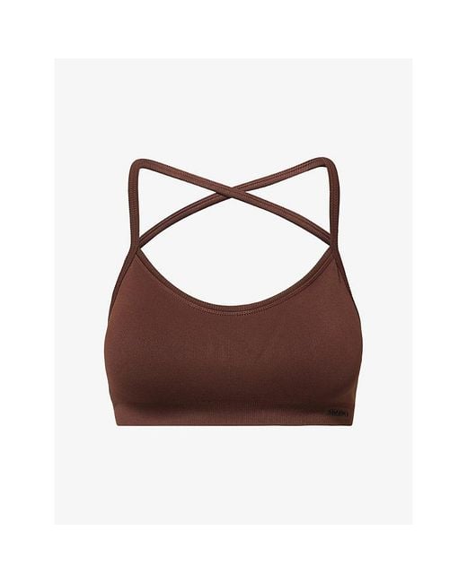 ADANOLA Brown Classic Seamless Cross-Back Sports Bra
