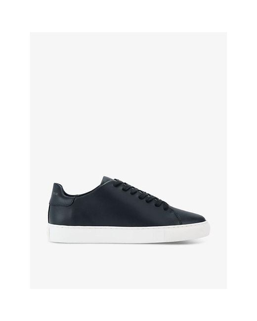 Kurt Geiger Blue Lennon Logo-Embossed Leather Low-Top Trainers for men
