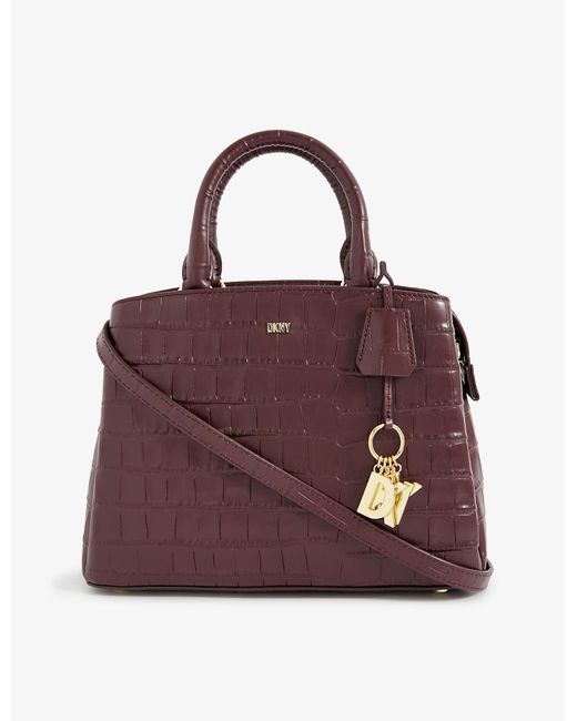 DKNY Purple Elissa Crocodile-embossed Leather Top-handle Bag