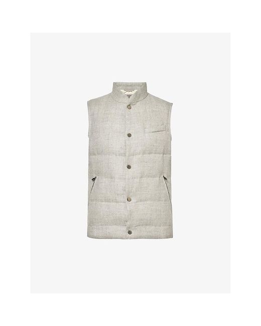 Corneliani Gray Stand-collar Padded Wool And Linen-blend Gilet for men