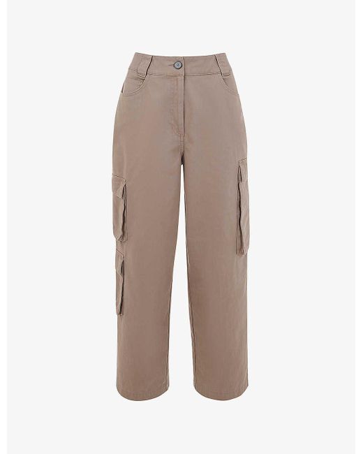 Whistles Natural Phoebe Regular-fit High-rise Cotton Trousers