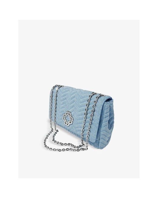 Maje Blue Clover-embellished Denim Shoulder Bag