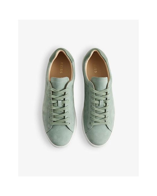 Reiss Green Finley Logo-embossed Leather Low-top Trainers for men