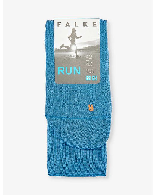 Falke Blue Utical Run Logo-print Cotton-blend Knitted Socks for men