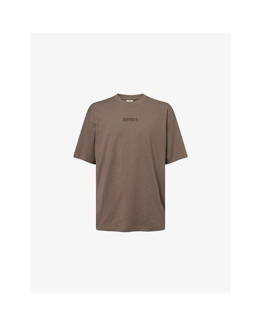 GYMSHARK Brown Olde English Crewneck Cotton-Jersey T-Shirt for men