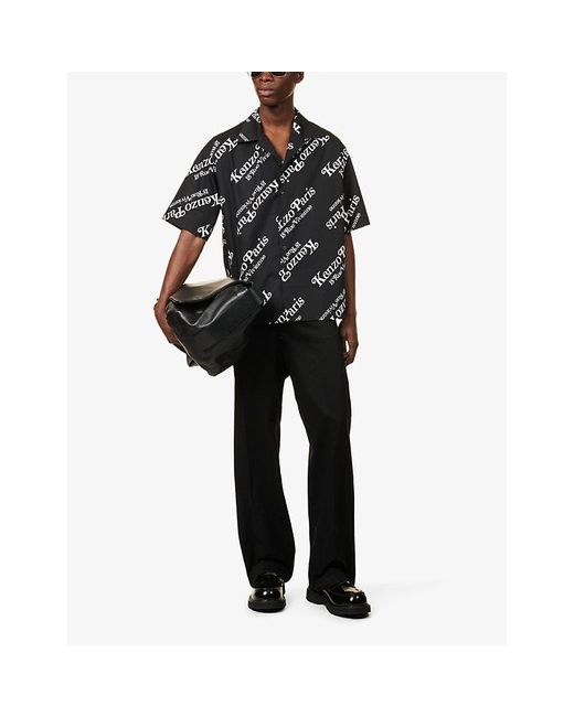 KENZO Black X Verdy Graphic-print Boxy-fit Cotton Shirt for men