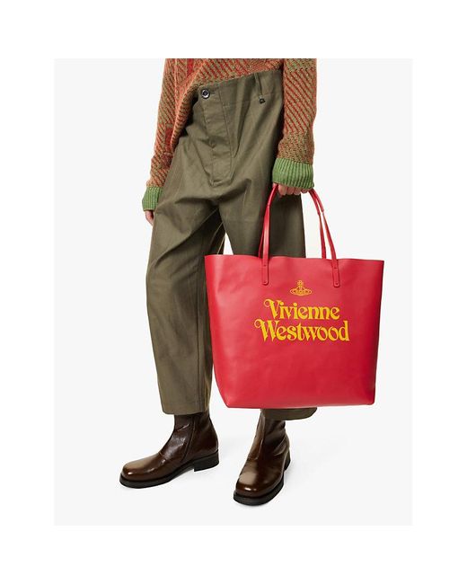 Vivienne Westwood Studio Shopper Leather Tote Bag in Red for Men