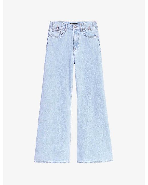 Maje Blue Wide-leg High-rise Stretch-denim Jeans