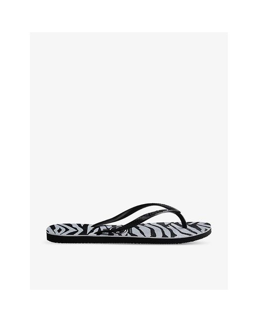Havaianas Slim Zebra-print Rubber Flip-flops in Black | Lyst