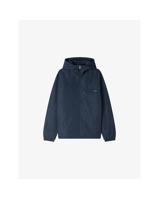 Sandro Blue Logo-Print Hooded Nylon Windbreaker Jacket for men