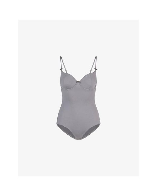 Skims Gray Vintage Shapewear Unlined Demi Jersey Bodysuit