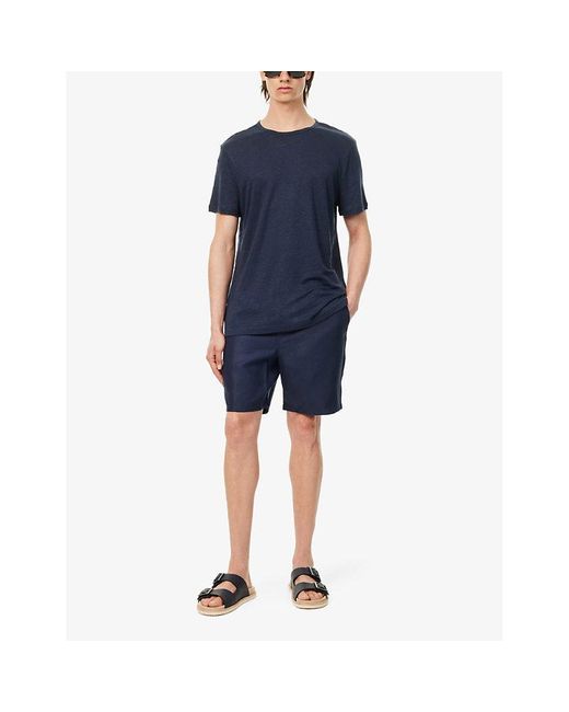 Derek Rose Blue Sydney Drawstring-waist Linen Shorts for men