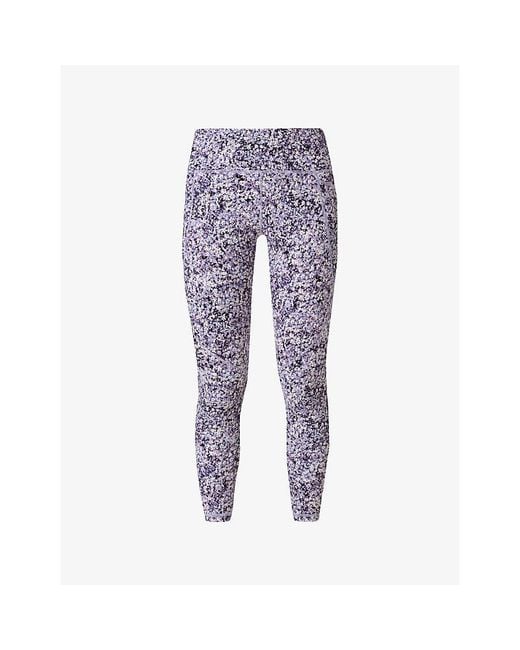 Sweaty Betty Purple Power 7/8 Graphic-Print Stretch-Jersey Workout Leggings