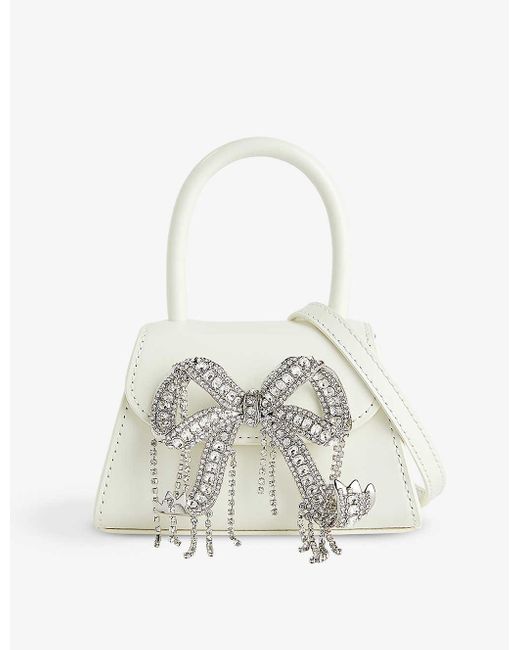 Self-Portrait White Bow Micro Leather Top-handle Bag