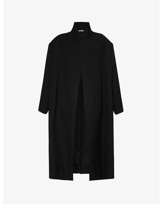 Fear Of God Black Relaxed-fit Stand-collar Wool And Cotton-blend Coat for men