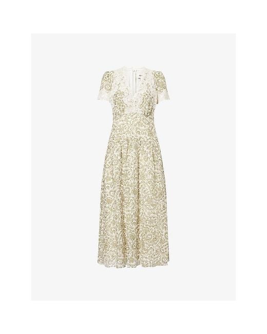 ME+EM Metallic Entangled Lace-Trim Cotton And Silk-Blend Maxi Dress