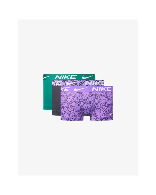 Nike Purple Essential Micro Pack Of Three Jersey Trunks for men