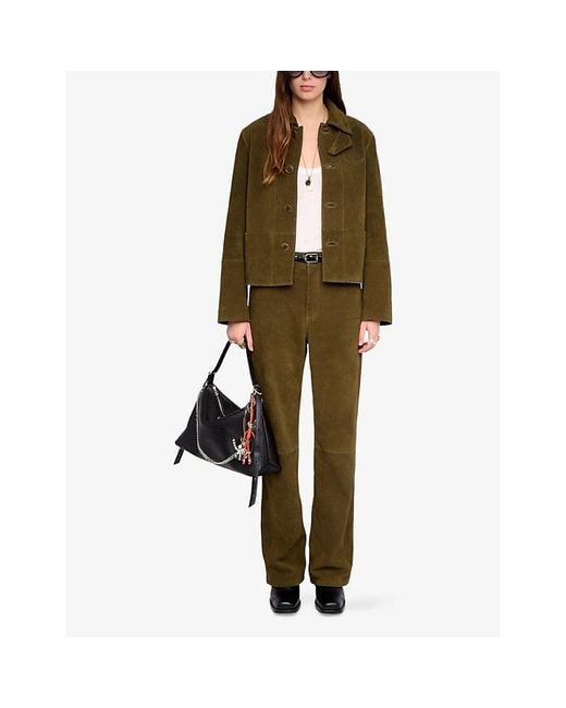 Zadig & Voltaire Green Lessa Suede Leather Jacket