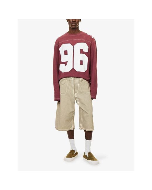 Acne Natural Judda Overprint Denim Shorts for men