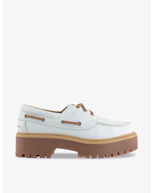 Timberland White Stone Street Chunky-sole Leather Boat Shoes