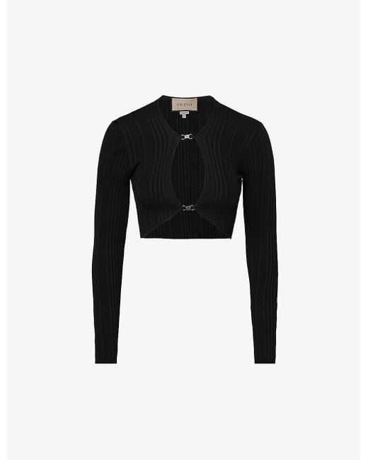 Gucci Black Cut-out Cropped Knitted Top