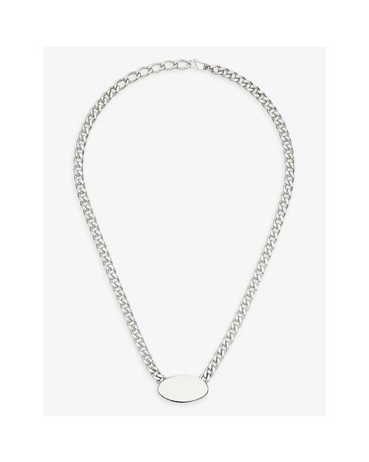 Gucci White Trademark Engraved Sterling- Necklace