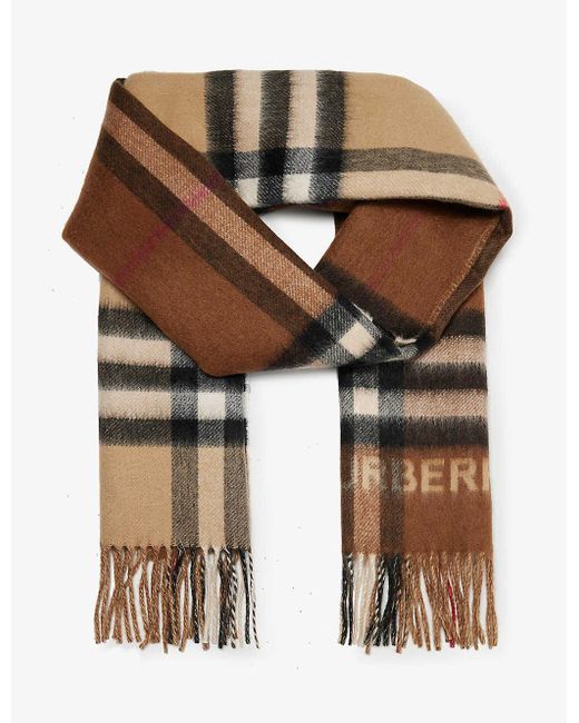 Burberry Multicolor Giant Check Tasselled-trim Cashmere Scarf for men