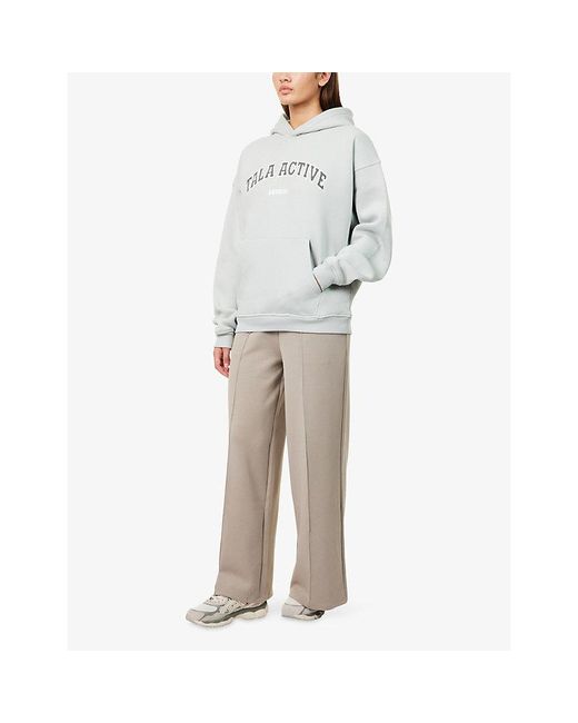 WE Are Tala White Relaxed-Fit Embroidered-Logo Cotton-Blend Hoodie
