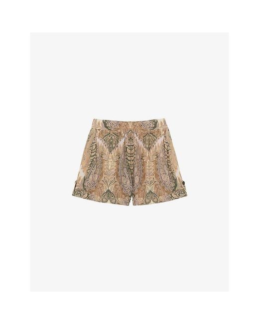 Reiss Natural Neave Paisley-Print Woven Shorts