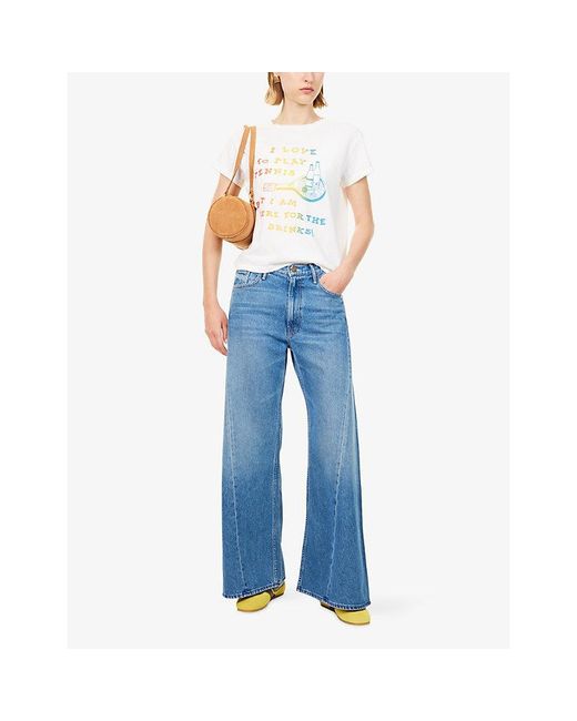 Mother Blue The Lemon Twist Sneak Wide-Leg Denim Jeans