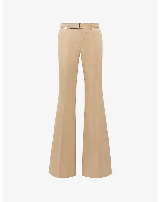 Sacai Natural Detachable-belt Wide-leg High-rise Cotton-blend Trousers
