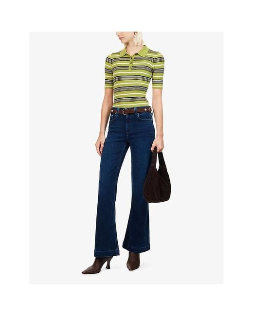 PAIGE Blue Leenah 32-Inch Wide-Leg Denim Jeans