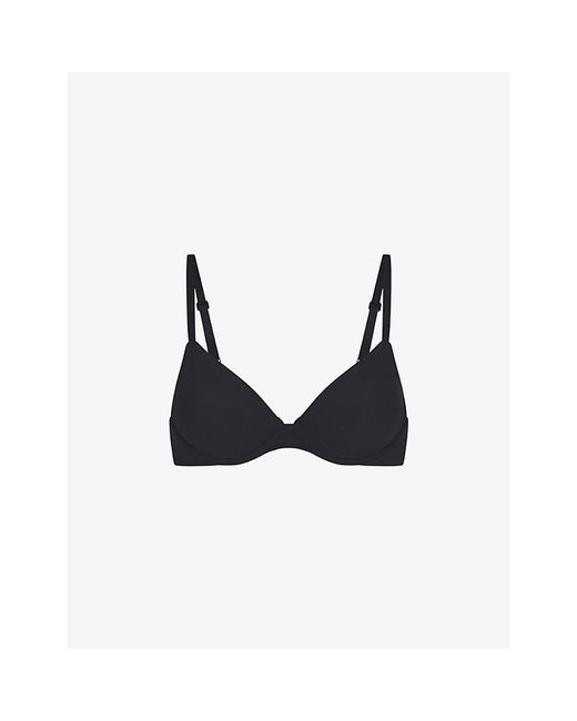 Skims Black Fits Everybody Stretch-Woven T-Shirt Bra