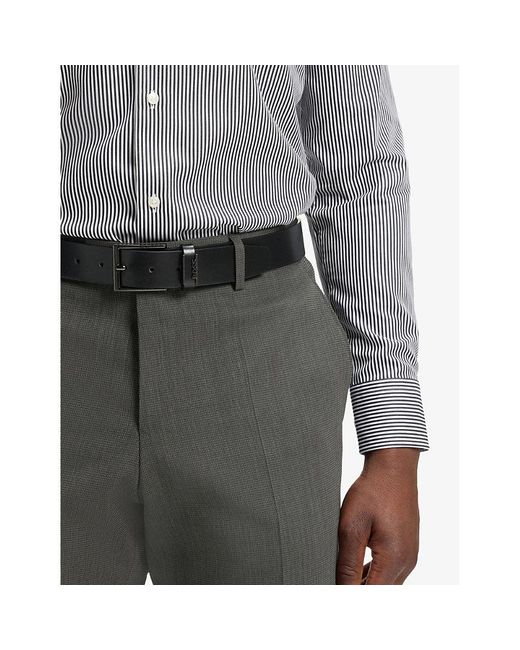 Boss Black Branded-Buckle Leather Belt for men